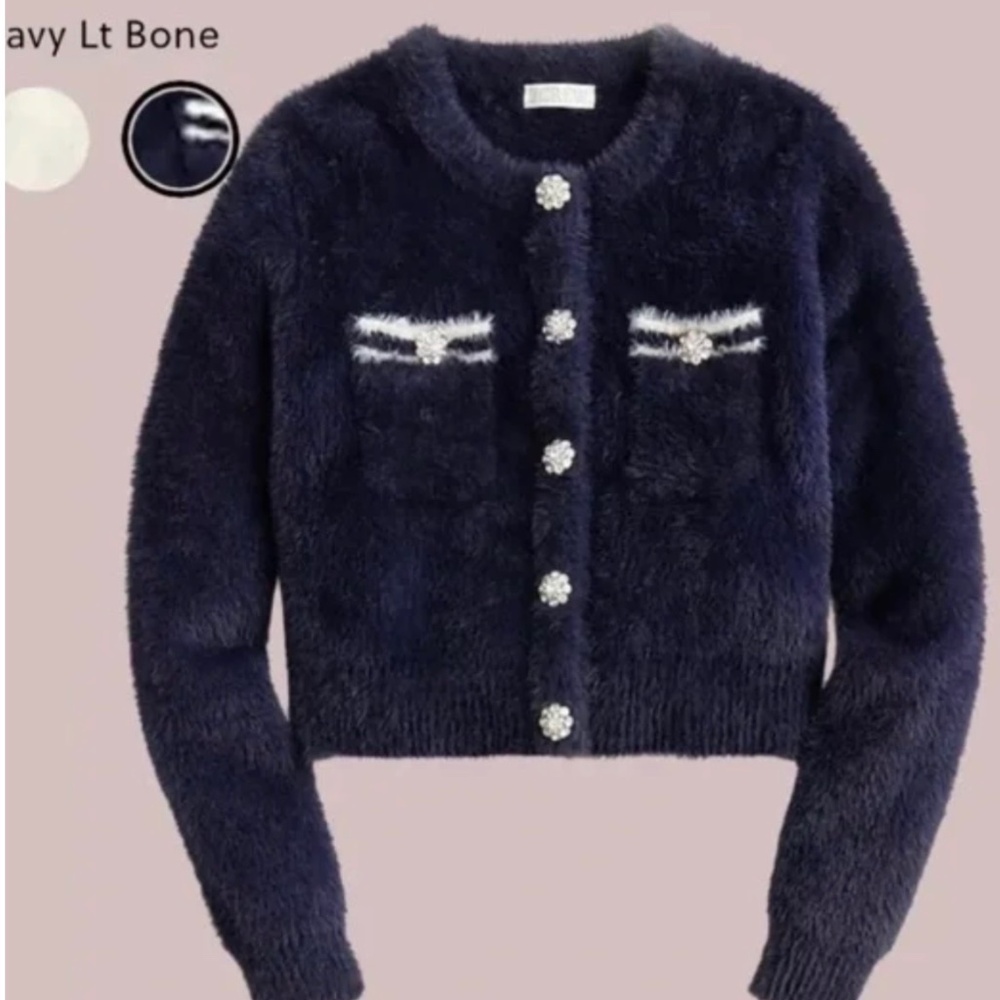 Jcrew Sweater Lady Jacket in Brushed Yarn Navy XL NWT